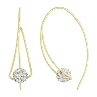 Sparkle Allure Womens Crystal 14k Gold Over Brass 40mm Hoop Earrings In Transparent