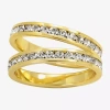 Sparkle Allure Womens Crystal 14k Gold Over Brass Anniversary Ring Set In Transparent