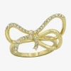 Sparkle Allure Womens Crystal 14k Gold Over Brass Bow Cocktail Ring In Gold