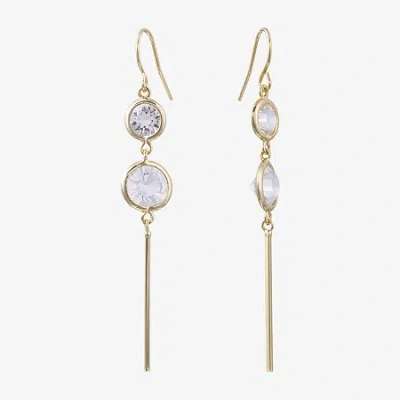 Sparkle Allure Womens Crystal 14k Gold Over Brass Drop Earrings In Transparent