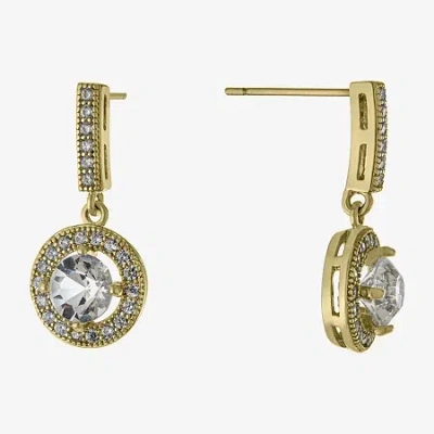 Sparkle Allure Womens Crystal 14k Gold Over Brass Drop Earrings