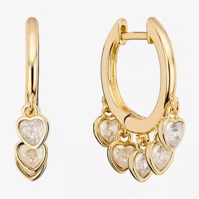 Sparkle Allure Womens Crystal 14k Gold Over Brass Heart Drop Earrings In Yellow
