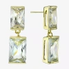 Sparkle Allure Womens Crystal 14k Gold Over Brass Rectangular Drop Earrings In Yellow