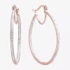 Sparkle Allure Womens Crystal 14k Rose Gold Over Brass 40mm Hoop Earrings In Gold