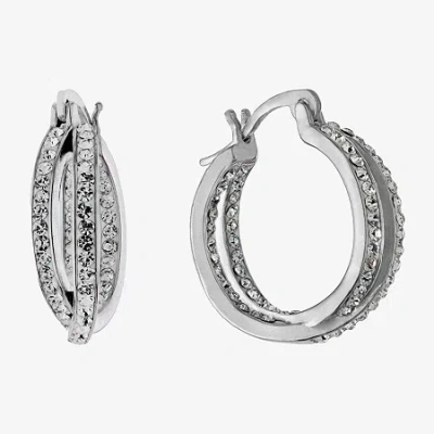 Sparkle Allure Womens Crystal 19mm Hoop Earrings In Transparent