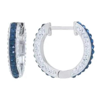Sparkle Allure Womens Crystal 20mm Hoop Earrings In Blue