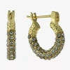 Sparkle Allure Womens Crystal 24k Gold Over Brass 15mm Hoop Earrings In Brown