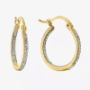 Sparkle Allure Womens Crystal 24k Gold Over Brass 20mm Hoop Earrings In Gold