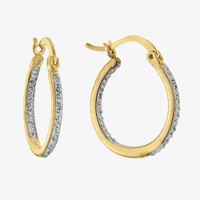 Sparkle Allure Womens Crystal 24k Gold Over Brass 20mm Hoop Earrings In Transparent