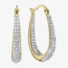 Sparkle Allure Womens Crystal 24k Gold Over Brass 28mm Hoop Earrings In Gold