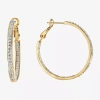 Sparkle Allure Womens Crystal 24k Gold Over Brass 35mm Hoop Earrings In Transparent