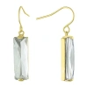 Sparkle Allure Womens Crystal 24k Gold Over Brass Rectangular Drop Earrings In Gold