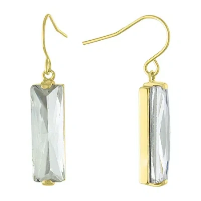 Sparkle Allure Womens Crystal 24k Gold Over Brass Rectangular Drop Earrings