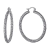 Sparkle Allure Womens Crystal 28.7mm Hoop Earrings In Metallic