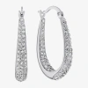 Sparkle Allure Womens Crystal 28mm Hoop Earrings In Silver