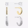 Sparkle Allure Womens Crystal 3 Pair Earring Set In Gold