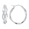 Sparkle Allure Womens Crystal 30mm Hoop Earrings In Transparent