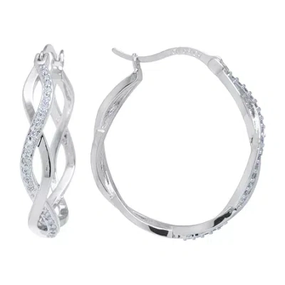 Sparkle Allure Womens Crystal 30mm Hoop Earrings In Transparent