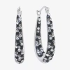 Sparkle Allure Womens Crystal 31.7mm Oval Hoop Earrings In Black