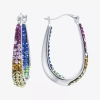 Sparkle Allure Womens Crystal 31.7mm Oval Hoop Earrings In Multi