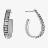 Sparkle Allure Womens Crystal 32mm Hoop Earrings In Silver