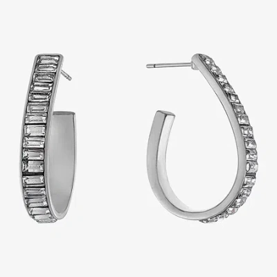 Sparkle Allure Womens Crystal 32mm Hoop Earrings In Transparent