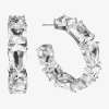 Sparkle Allure Womens Crystal 33.7mm Hoop Earrings In Metallic