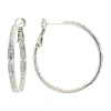 Sparkle Allure Womens Crystal 33mm Hoop Earrings In Metallic