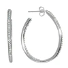 Sparkle Allure Womens Crystal 34mm Hoop Earrings In Silver