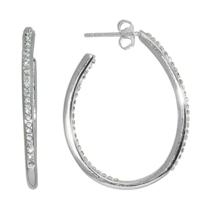 Sparkle Allure Womens Crystal 34mm Hoop Earrings In Transparent