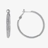 Sparkle Allure Womens Crystal 35mm Hoop Earrings In Transparent