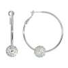Sparkle Allure Womens Crystal 38.1mm Round Hoop Earrings In Silver