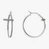 Sparkle Allure Womens Crystal 42.2mm Cross Hoop Earrings In Metallic