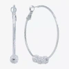 Sparkle Allure Womens Crystal 46.2mm Round Hoop Earrings In Silver