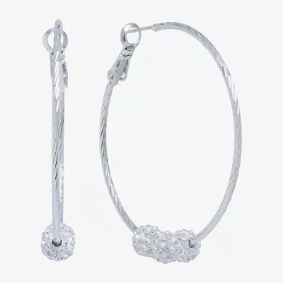 Sparkle Allure Womens Crystal 46.2mm Round Hoop Earrings In Transparent