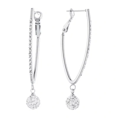 Sparkle Allure Womens Crystal 55mm Hoop Earrings In Transparent