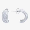 Sparkle Allure Womens Crystal 9.2mm Hoop Earrings In White
