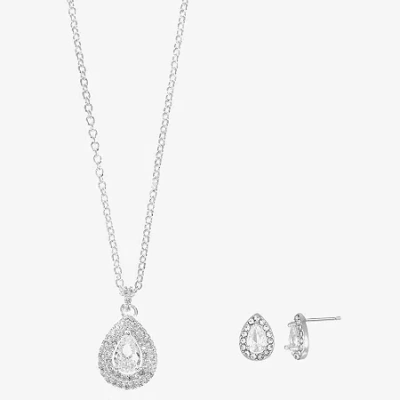 Sparkle Allure Womens Crystal Pure Silver Over Brass 3-pc. Jewelry Set In Metallic