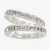 Sparkle Allure Womens Crystal Pure Silver Over Brass Anniversary Ring Set In Silver