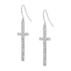 Sparkle Allure Womens Crystal Pure Silver Over Brass Cross Drop Earrings In Metallic