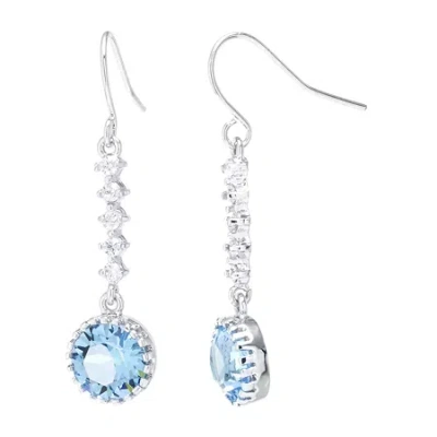 Sparkle Allure Womens Crystal Pure Silver Over Brass Drop Earrings In Blue