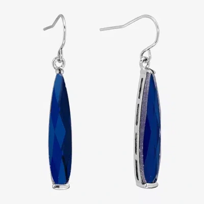 Sparkle Allure Womens Crystal Pure Silver Over Brass Drop Earrings In Blue