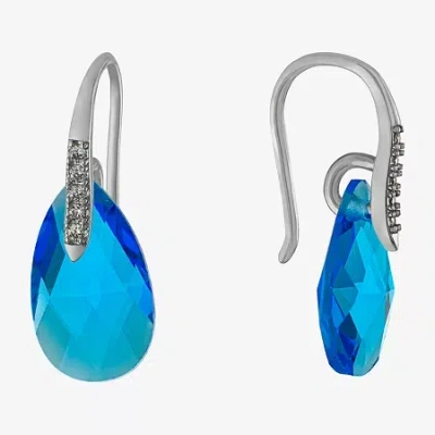 Sparkle Allure Womens Crystal Pure Silver Over Brass Drop Earrings In Blue