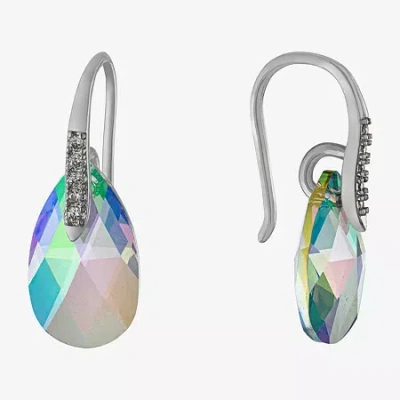 Sparkle Allure Womens Crystal Pure Silver Over Brass Drop Earrings