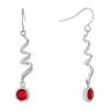 Sparkle Allure Womens Crystal Pure Silver Over Brass Drop Earrings In Red