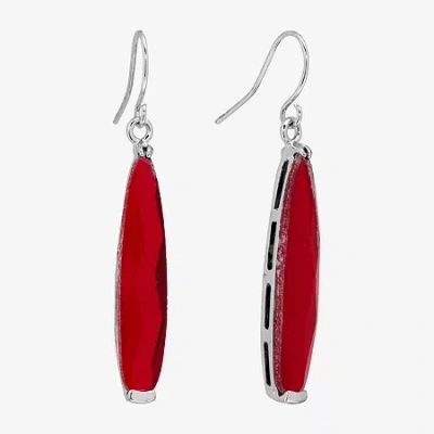 Sparkle Allure Womens Crystal Pure Silver Over Brass Drop Earrings In Red