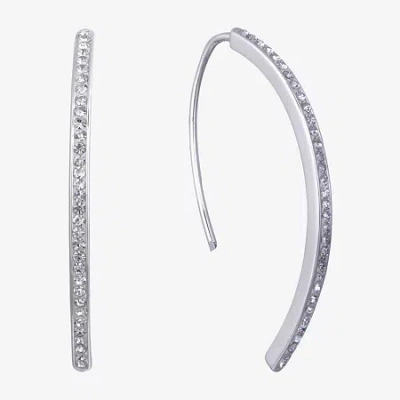 Sparkle Allure Womens Crystal Pure Silver Over Brass Drop Earrings In Transparent