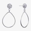 Sparkle Allure Womens Crystal Pure Silver Over Brass Drop Earrings In Silver