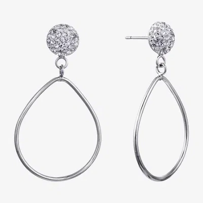Sparkle Allure Womens Crystal Pure Silver Over Brass Drop Earrings In Transparent
