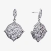Sparkle Allure Womens Crystal Pure Silver Over Brass Drop Earrings In Metallic